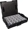 An open black storage case with multiple compartments, shown from a slightly elevated diagonal angle against a white background. Anteprima dell’immagine prodotto