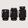 Three black car seats of different sizes are displayed side-by-side against a plain light gray background. Produktbild-Vorschau