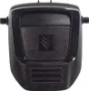 A black plastic cap with a logo in the center and some horizontal lines at the bottom. Podgląd zdjęcia produktu