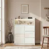 Hochglanz Kommode Weiß 80x40x110cm mit 3-farbiger Produktbild-Vorschau 1