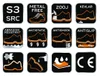 A collage of icons representing safety features of work boots. Anteprima dell’immagine prodotto
