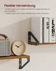 Two wooden shelves mounted on a wall with black brackets, displaying books and a clock. Produktbild-Vorschau