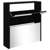 The Living Store Schuhschrank mit Spiegel 2 Fächer Schwarz Produktbild-Vorschau 2