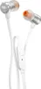 A pair of white and silver in-ear headphones with orange accents. Produktbild-Vorschau