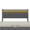 Lit coffre 140x190 cm gris avec LED, ports USB, sommier à Voir les images du produit 12