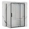 A modern shower cabin with black frame and marble-effect walls. Podgląd zdjęcia produktu