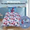 A bed with Spiderman-themed bedding, including a duvet cover and pillowcase, displayed in a bedroom setting. Produktbild-Vorschau