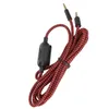 A braided audio cable with a black inline control module and gold-plated 3.5mm connectors. Podgląd zdjęcia produktu