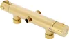 A brass shower system with a round rain shower head and a handheld shower head, shown against a white background. Náhled obrázku produktu