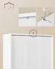 A close-up of a white cabinet with inset images showing security features and mounting details. Náhled obrázku produktu
