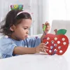 Dřevěné šněrování navlékací hračka Montessori červík jídlo Náhled obrázku produktu 4