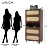 Commode haute aspect noyer avec rotin, 5 abattants, 80 x Voir les images du produit 2