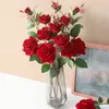 12 Stück Rot Künstliche Rosen, Künstliche Flanellblumen, Produktbild-Vorschau 5
