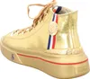 A single gold high-top sneaker is shown from a rear-side angle against a white background. Produktbild-Vorschau