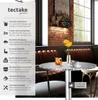 A product advertisement for a bistro table, showing the table with a drink and flowers, alongside a text-based feature list. Produktbild-Vorschau