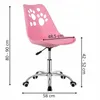 A pink office chair with dimensions indicated by measurement lines and text. Produktbild-Vorschau