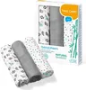 A product shot of three rolled-up baby diapers in a box, with the box partially visible. Produktbild-Vorschau