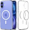 A transparent phone case with a magnetic ring is shown next to an iPhone. Podgląd zdjęcia produktu