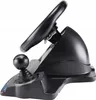 A black gaming steering wheel and gear shifter with a black ball on top of the shifter. Anteprima dell’immagine prodotto
