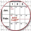 A close-up view of a calendar page, showing the months of January, February, and March. Handwritten text "Messe Frankfurt" is visible on the February section. Produktbild-Vorschau