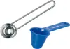 Two scoops for measuring, one is silver metal and the other is blue plastic. Produktbild-Vorschau