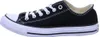 A side view of a black Converse All Star low-top sneaker with white laces and a white sole. Voir les images du produit