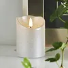 LED Stumpenkerze RUSTIC - Echtwachs - warmweiße 3D Flamme - H: 10cm - Batterie - Timer - silber Podgląd zdjęcia produktu