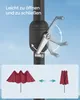 A close-up of a patio umbrella's crank mechanism and a demonstration of the umbrella opening and closing. Produktbild-Vorschau