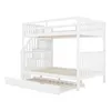 A white bunk bed with a pull-out trundle bed, shown from a side angle against a white background. Voir les images du produit