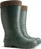 A pair of green rubber boots with brown knitted cuffs. Produktbild-Vorschau