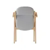 A top-down view of a light gray upholstered chair with a wooden frame, presented against a white background. Voir les images du produit