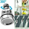 A collage of images showing a faucet extender in use and its different spray modes. Produktbild-Vorschau