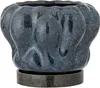 A dark blue ceramic planter with a textured, wavy design sits on a matching saucer. Produktbild-Vorschau
