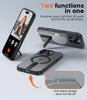 A product image showcasing a phone case with a kickstand and MagSafe compatibility, presented with marketing text and close-up details. Náhled obrázku produktu