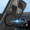 A black phone case with a magnetic ring is attached to a car vent mount. Blue lightning effects are shown between the case and the mount. Anteprima dell’immagine prodotto