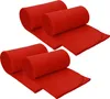 Four rolled-up red fleece blankets are displayed on a white background. Produktbild-Vorschau