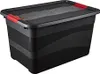 A black storage box with gray and red accents, shown from a slightly elevated side angle. Produktbild-Vorschau