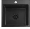 A black kitchen sink with a silver faucet. Náhled obrázku produktu