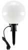 A white globe light with a black stake and cord, isolated on a white background. Produktbild-Vorschau
