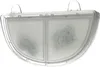 A close-up, studio shot of a clear plastic filter element with gray filter material inside, divided into two compartments. Produktbild-Vorschau