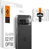 A Spigen camera lens protector kit for a Google Pixel phone, shown with the packaging and the phone itself. Anteprima dell’immagine prodotto