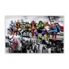 A group of superheroes are sitting on a steel beam high above a city. Produktbild-Vorschau