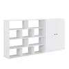 A white shelving unit with a cabinet attached to the right side, shown against a white background. Produktbild-Vorschau