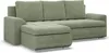 A green sectional sofa with a chaise lounge is shown against a white background. Produktbild-Vorschau