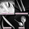 A collage of four images showcasing cutlery with descriptive text overlays. Podgląd zdjęcia produktu