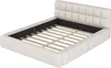 A white upholstered bed frame with a slatted base, shown from a diagonal angle. Produktbild-Vorschau