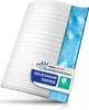 A white mattress topper with a blue gel layer is shown diagonally against a white background. A label is attached to the topper. Náhled obrázku produktu
