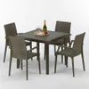 Poly Rattan Tisch Quadratisch mit 4 Bunten Stühlen 90x90 Produktbild-Vorschau 1