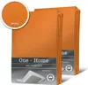Two folded orange bed sheets are presented against a white background, with a close-up inset showing the fabric texture labeled 'Jersey'. Produktbild-Vorschau