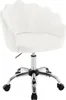 A white velvet office chair with a shell-shaped backrest is shown against a white background. Produktbild-Vorschau